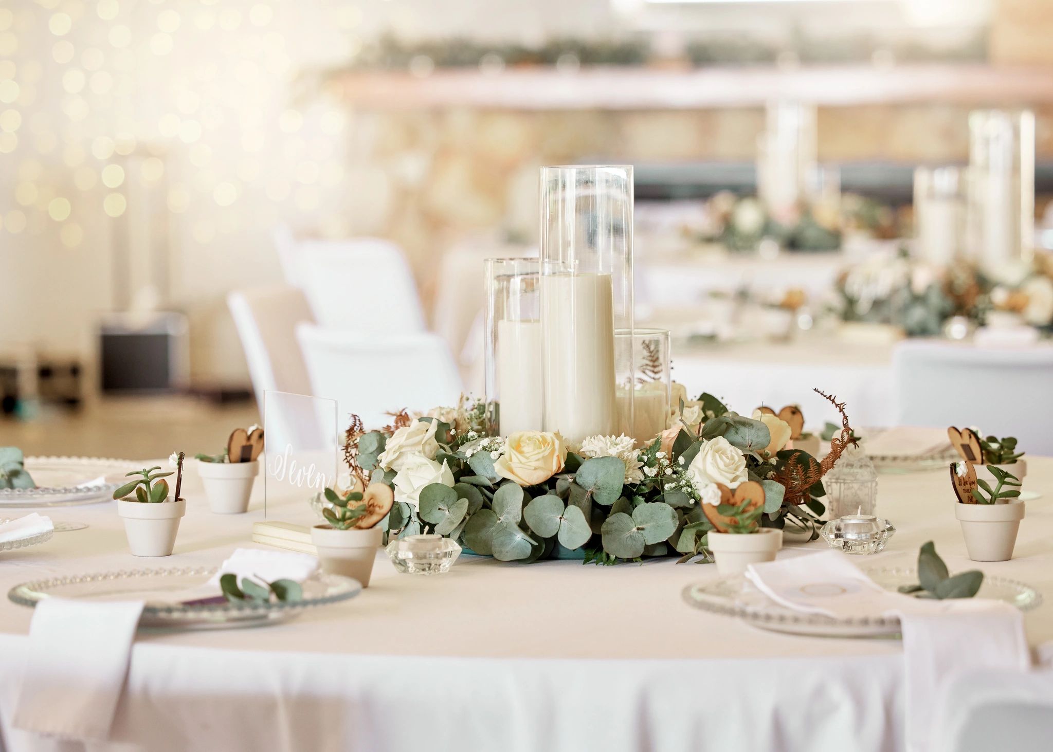 Luxury wedding table styling with floral decor