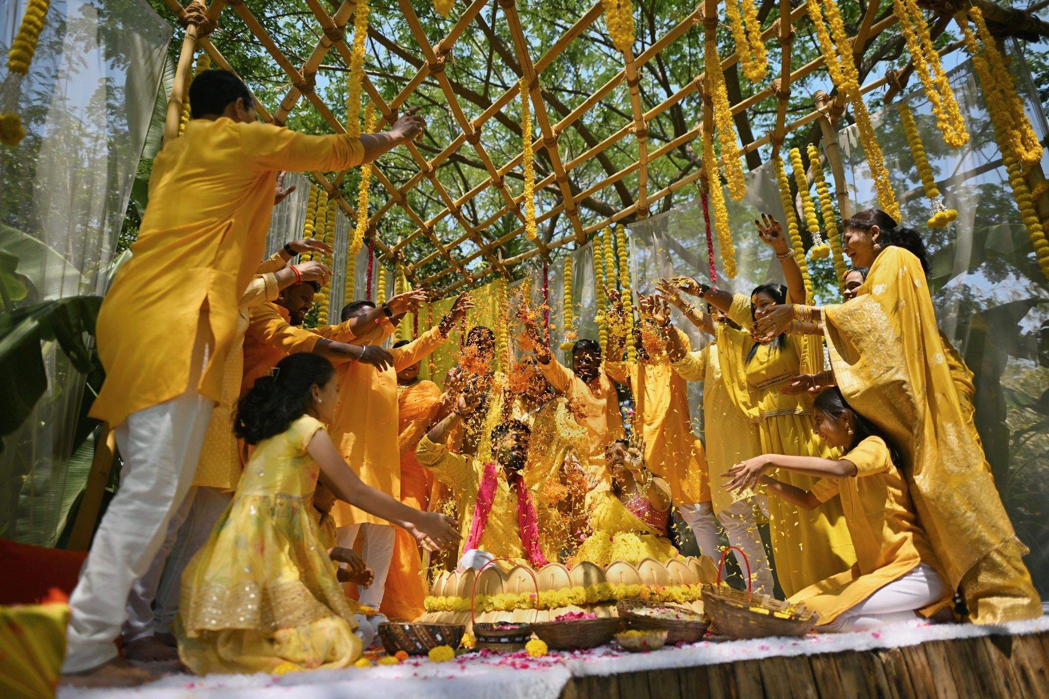 Mehndi celebration decor and floral styling
