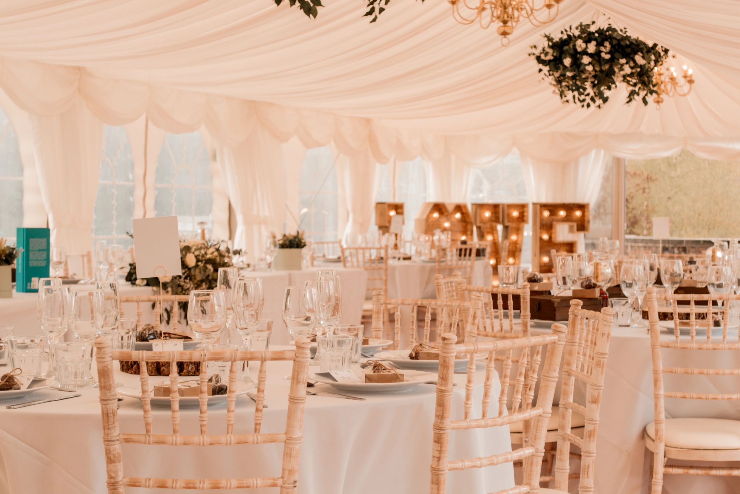 Elegant wedding reception décor in London