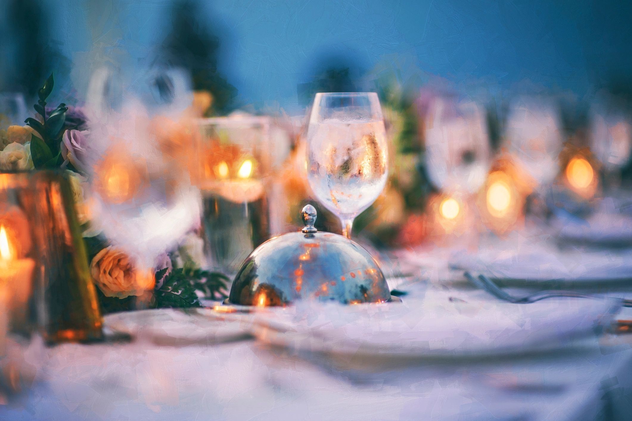 Close-up wedding decor details at a reception